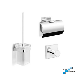 Toiletset haak+rolhouder+borstelhouder chroom